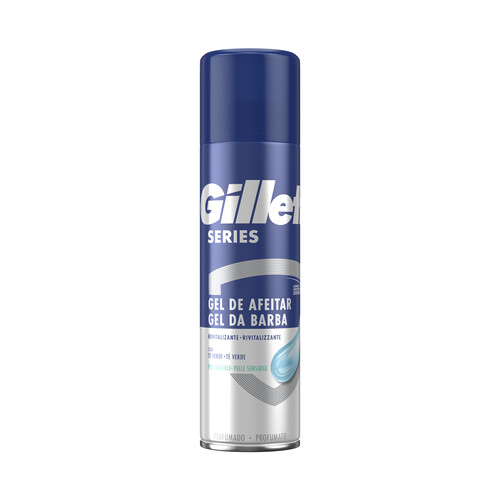 GILLETTE Gel de afeitar revitalizante con té verde, para pieles sensibles GILLETTE Series 200 ml.