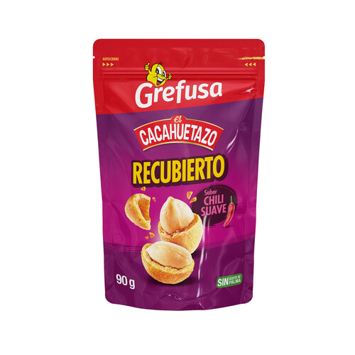 GREFUSA El cacahuetazo Cacahuetes recubiertos sabor chili suave 90 g.