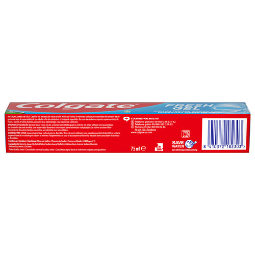 COLGATE Fesh gel Pasta de dientes con flúor para unos dientes fuertes y un aliento fresco 75 ml.