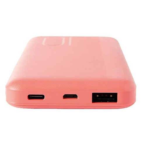 Batería externa QILIVE Powerbank 10000 mAh, 15W, color rosa.