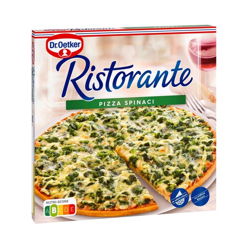 DR. OETKER Pizza de masa fina y crujiente cubierta con tomate, espinacas y queso Ristorante 390 g.