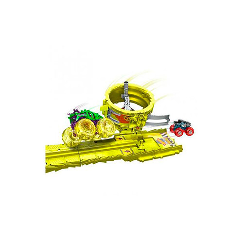 HOT WHEELS Monster Trucks Race & Chase Challenge: Pista y 2 Camiones Skelesaurus, 116cm, +4 años.