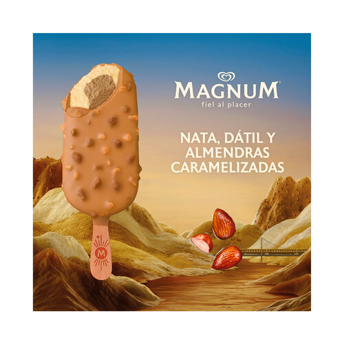 MAGNUM Wonder Bonbón helado de nata con interior de datiles y caramelo, recubierto de chocolate blanco con caramelo 3 x 90 ml.