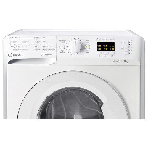 Lavadora INDESIT MTWA 71252 W SPT 7KG, Clasificación energética: E, 1200RPM, H: 85cm, A: 59,5cm F: 54cm.