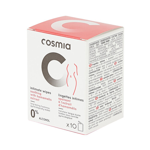 COSMIA Toallitas para la hígiene íntima con extacto de Hamamelis COSMIA 10 uds.