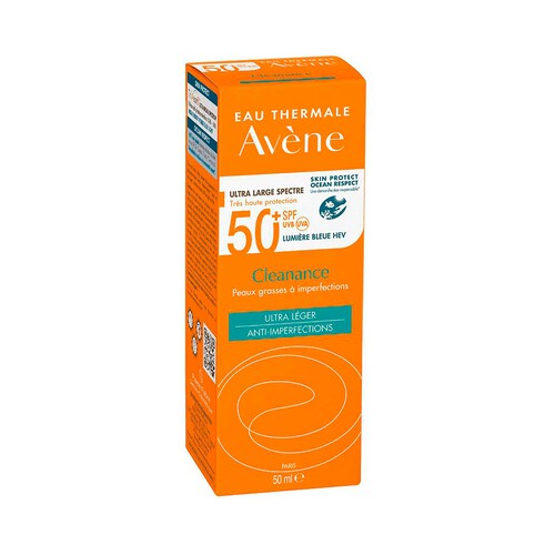 THERMALE AVÉNE Cleanance Protector solar con FPS 50+ (muy alto), para pieles grasa con imperfecciones 50 ml.