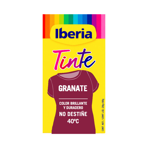 IBERIA Tinte para ropa de color granate (permite teñir a baja temperatura 40ª) IBERIA 1 ud.