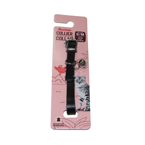 PRODUCTO ALCAMPO Collar (1 cm), para gatos S / M (17 - 25 cm), de cuero negro.