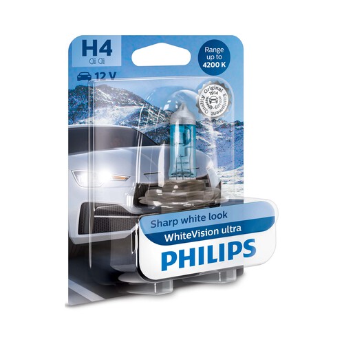 Bombilla halógena para automovil con luz blanca, tipo H7 con portencia de 55W PHILIPS H4 WhiteVision