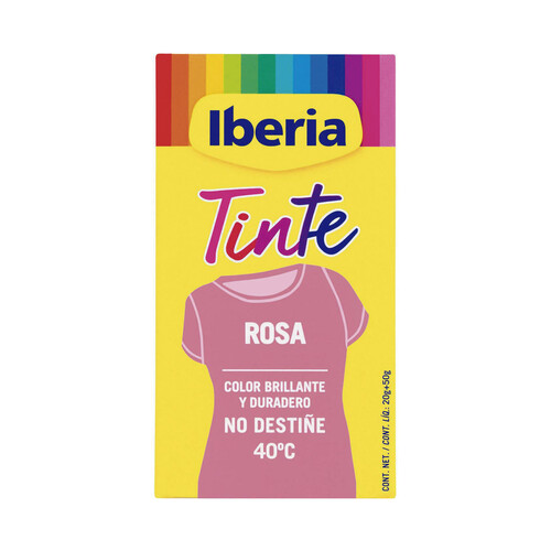 IBERIA Tinte para ropa de color rosa (permite teñir a baja temperatura 40ª) IBERIA 1 ud.