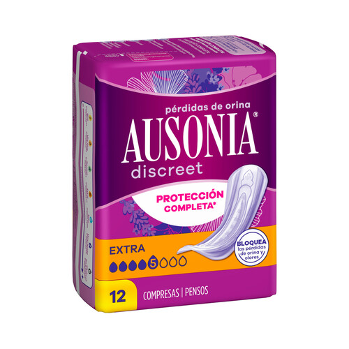 AUSONIA Discreet Compresas extra para perdidas de orina 12 uds.