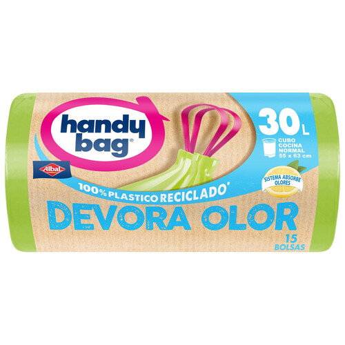 ALBAL Handy bag  Devora olor Bolsas de basura con sistema absorbe olores 30l, 15 uds.