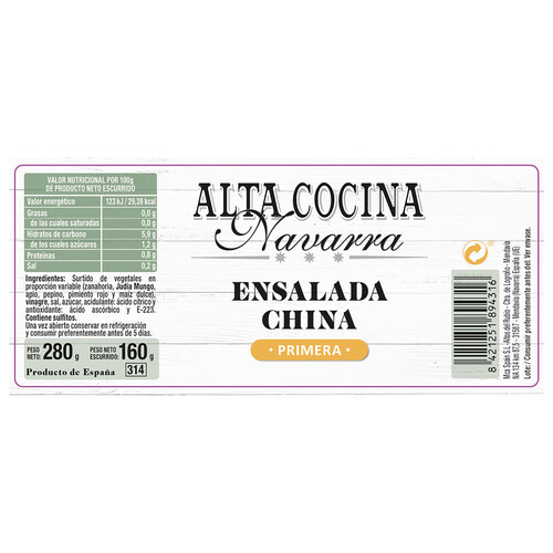 ALTA COCINA Ensalada china ALTA COCINA 160 g.