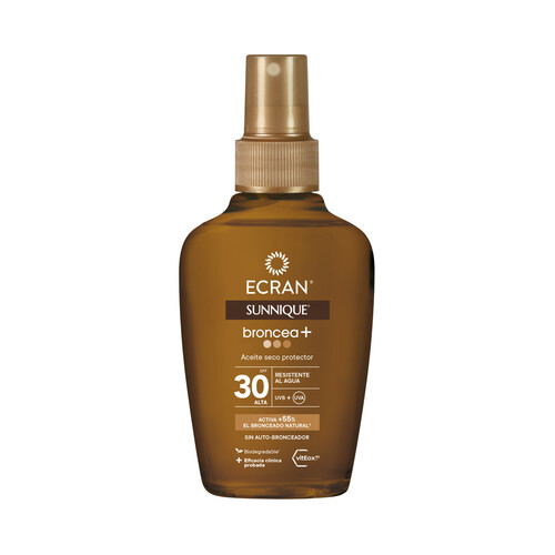 ECRAN Sunnique broncea + Aceite solar seco,con factor protección 30 (alta) 100 ml.