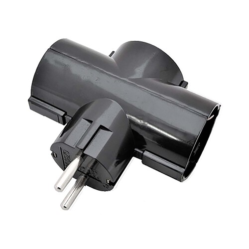 Adaptador triple schuko 16a. 3500w  negro, EUROBRIC.