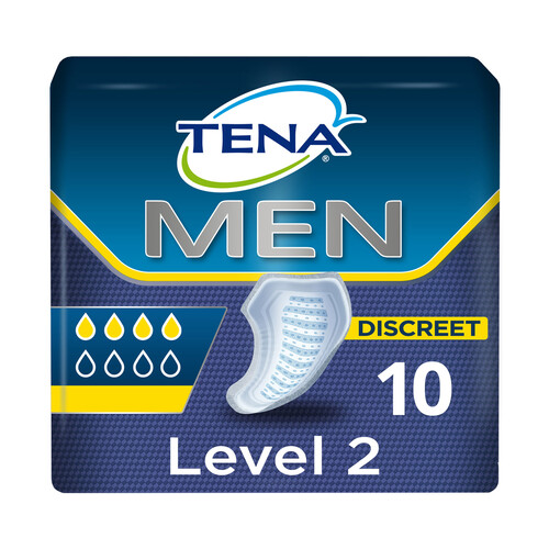 TENA Compresas incontinencia para hombre, para pérdidas leves a moderadas de orina, nivel 2 de absorción TENA Men 10 uds.