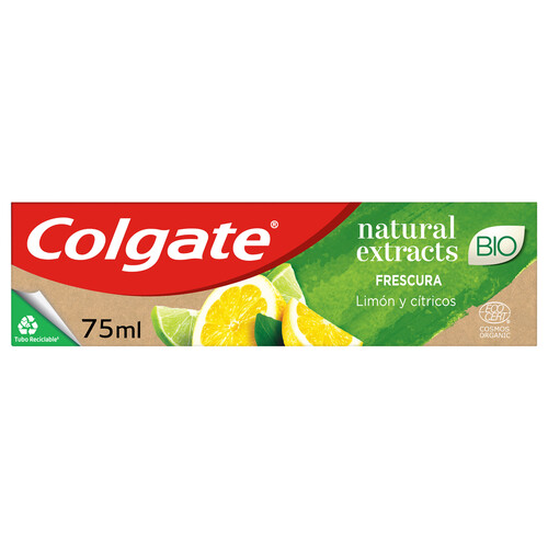 COLGATE Natural extracts bio Pasta de dientes con extracto de limón y cítricos para el cuidado de las encías 75 ml.