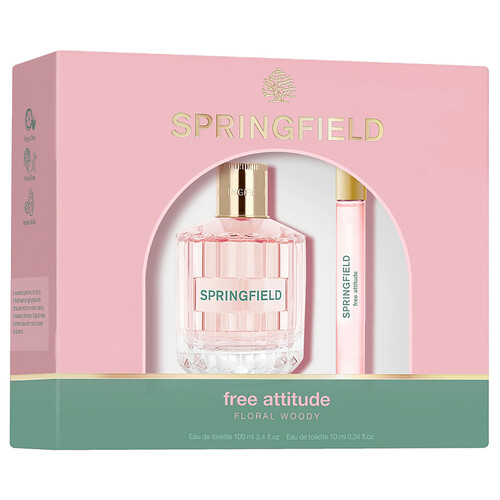 SPRINGFIELD Free attitude floral woody Estuche para mujer con colonia y vial para bolso.