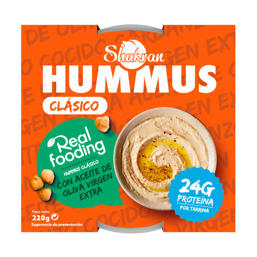 TASTE SHUKRAN Hummus tradicional, elaborado con aceite de oliva 220 g.