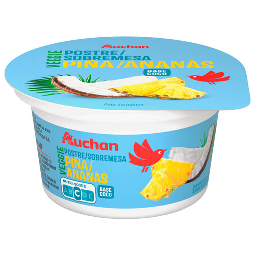 AUCHAN Postre vegetal de coco con piña 130 g. Producto Alcampo