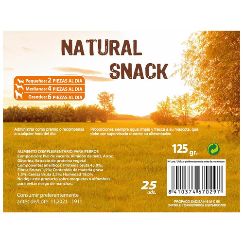 SANDIMAS Snack para perro natural SANDIMAS 25 uds. 125 g,