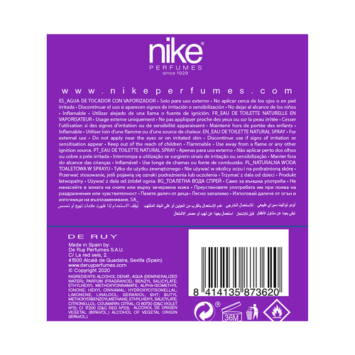 Eau de toilette para mujer con vaporizador en spray NIKE Ultra purple 30 ml.