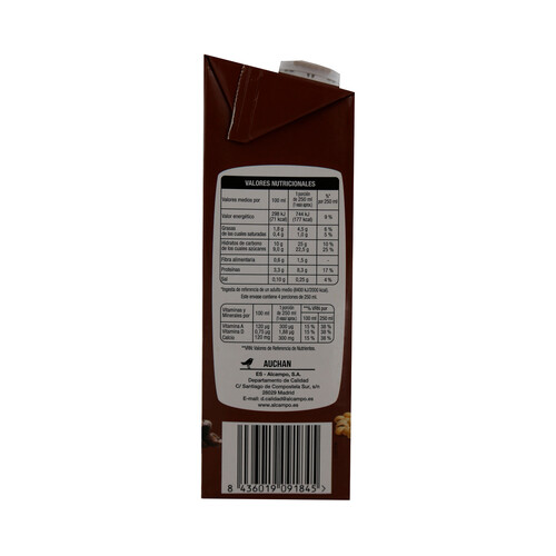 AUCHAN Bebida de soja con sabor a chocolate 1 l. Producto Alcampo