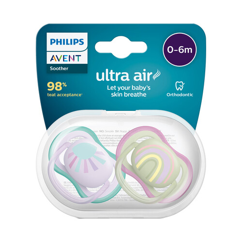 Chupetes Philips Avent Ultra Air: Comodidad y seguridad para bebés de 6 a  18 meses.