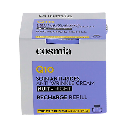 COSMIA Q10 Recarga de crema de noche antiarrguas con Q10 para todo tipo de pieles 50 ml.