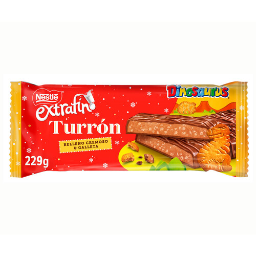 NESTLÉ Turrón relleno cremoso y galleta Dinosaur 231 g.