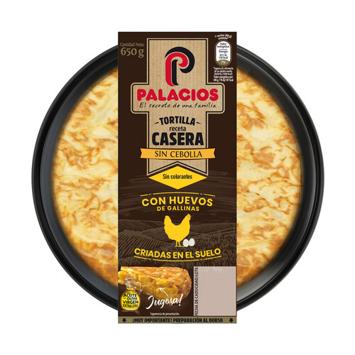 PALACIOS Tortilla fresca receta casera, sin cebolla, y con aceite de oliva virgen extra PALACIOS 650 g.