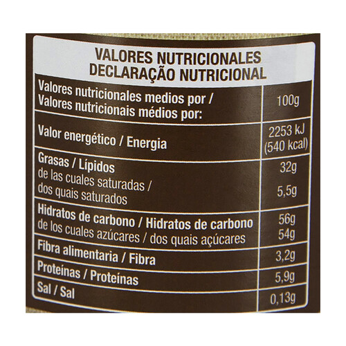 PRODUCTO ALCAMPO Crema de avellanas con cacao bote de 750 g.