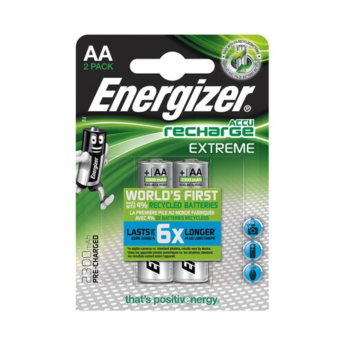 Pila recargable nimh aa 1.2 v extreme 2300 mah 2-blíster, ENERGIZER