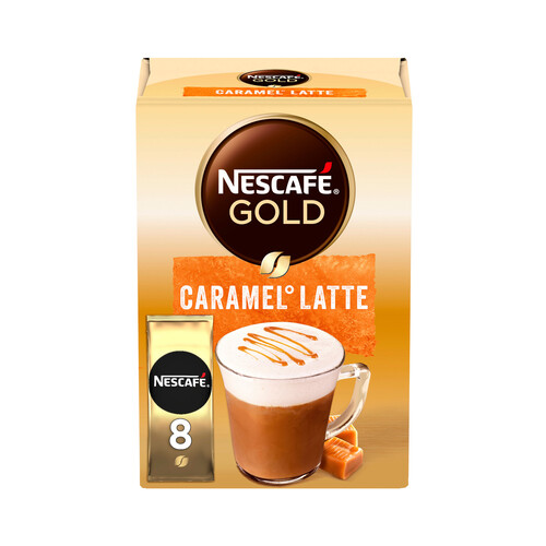 NESCAFÉ GOLD Café latte soluble con un toque a caramelo 8 sobres 136 g.