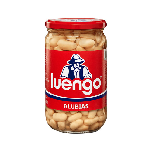 LUENGO Alubia blanca cocida en  frasco de 400 g.