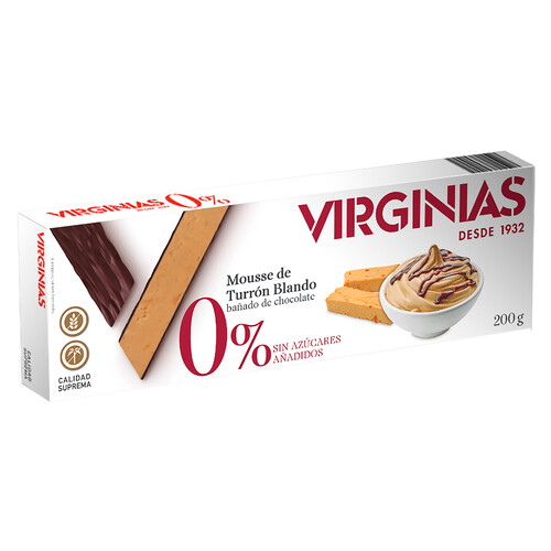 VIRGINIAS Turrón blando de mousse sin azúcares añadidos virginias 200 g.