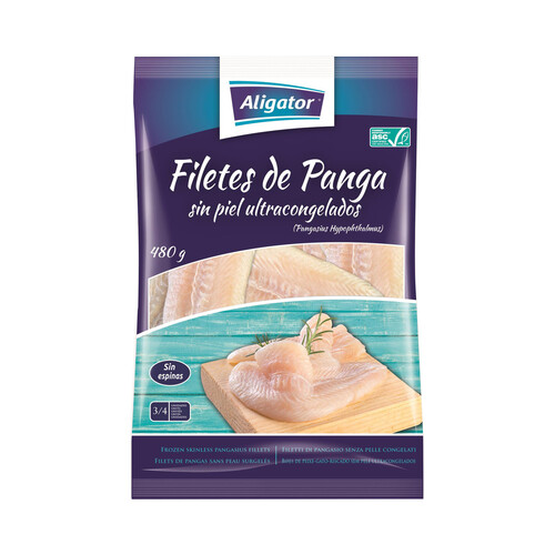 ALIGATOR Filetes de panga ultracongelados, sin piel y sin espinas ALIGATOR 480 g,