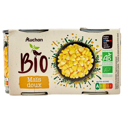 PRODUCTO ALCAMPO Bio Maíz dulce en grano procedente de cultivo ecológico 2 x 140 g.