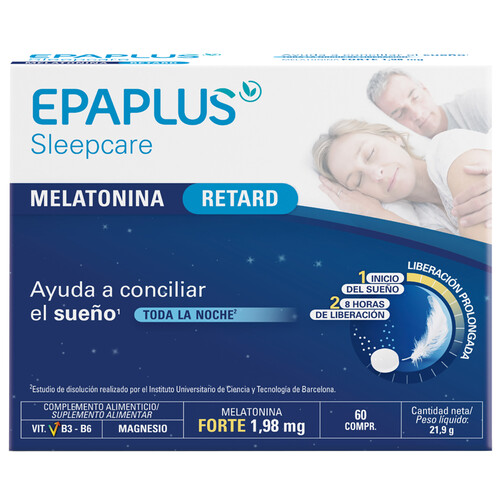 EPAPLUS Sleepcare Complemento alimenticio a base de Melatonina pura de liberación prolongada 60 uds.