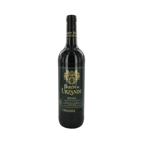 Vino tinto crianza con denominación de origen calificada Rioja BARÓN DE URZANDE botella de 75 cl.