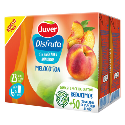 JUVER Bebida de zumo de melecotón JUVER DISFRUTA pack 6 uds x 200 ml.