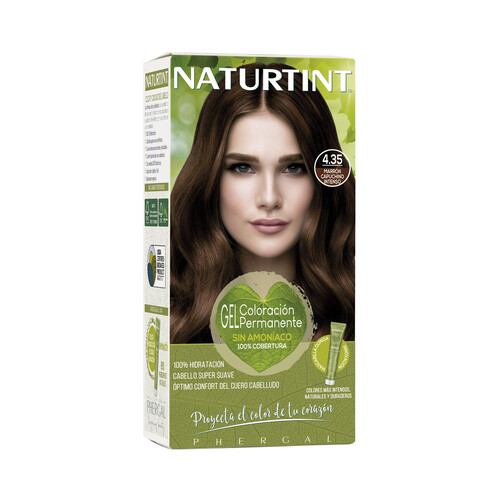 NATURTINT Coloración permanente en gel, sin amoníaco, tono 4.35 Marrón capuchino intenso NATURTIN Biobased.