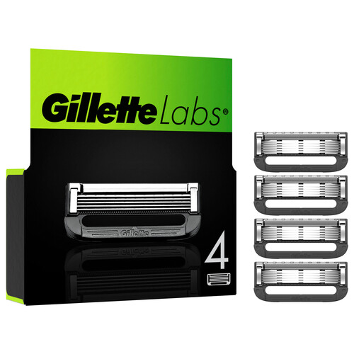 GILLETTE Recambio de cuchillas de 5 hojas para maquinillas de afeitar GILLETTE Labs 4 uds.