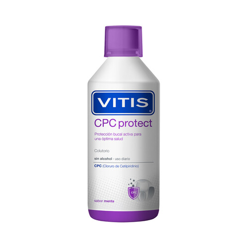 VITIS Colutorio sin alcohol de uso diario y con sabor a menta VITIS Cpc protect 500 ml.