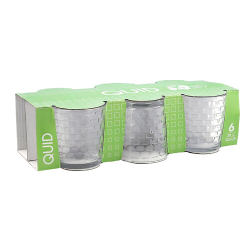 Set de 6 vasos 26cl, transparente, Square QUID.