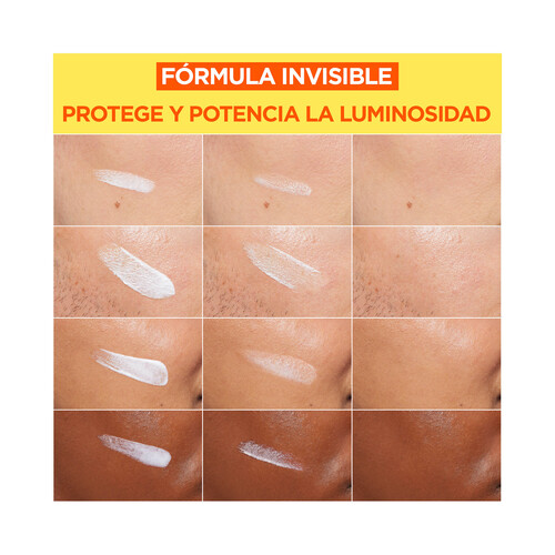 GARNIER Skin active Fluido diario iluminador invisible con vitamina C y FPS 50+ 50 ml.