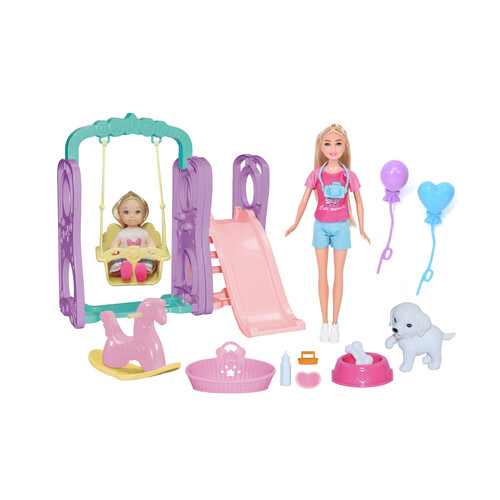 Set de muñeca + accesorios My Playground Park ONE TWO FUN ALCAMPO, 15 piezas +3 años.