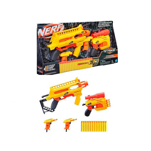 NERF Alpha Strike Infantry. Pack amarillo, con 4 lanzadores y 20 dardos de espuma