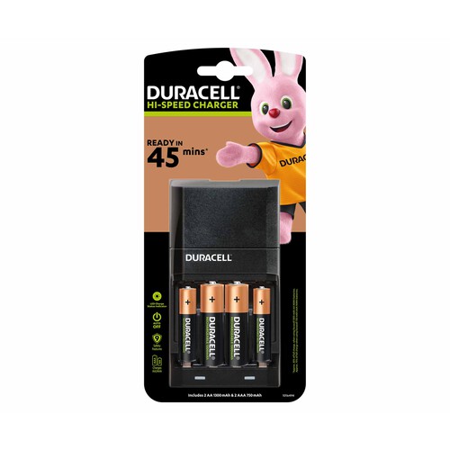 Pack cargador de pilas y 4 pilas recagables (2xAA + 2xAAA) DURACELL.