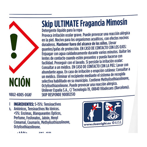 SKIP Ultimate Detergente líquido con Mimosín, 33 ds. 